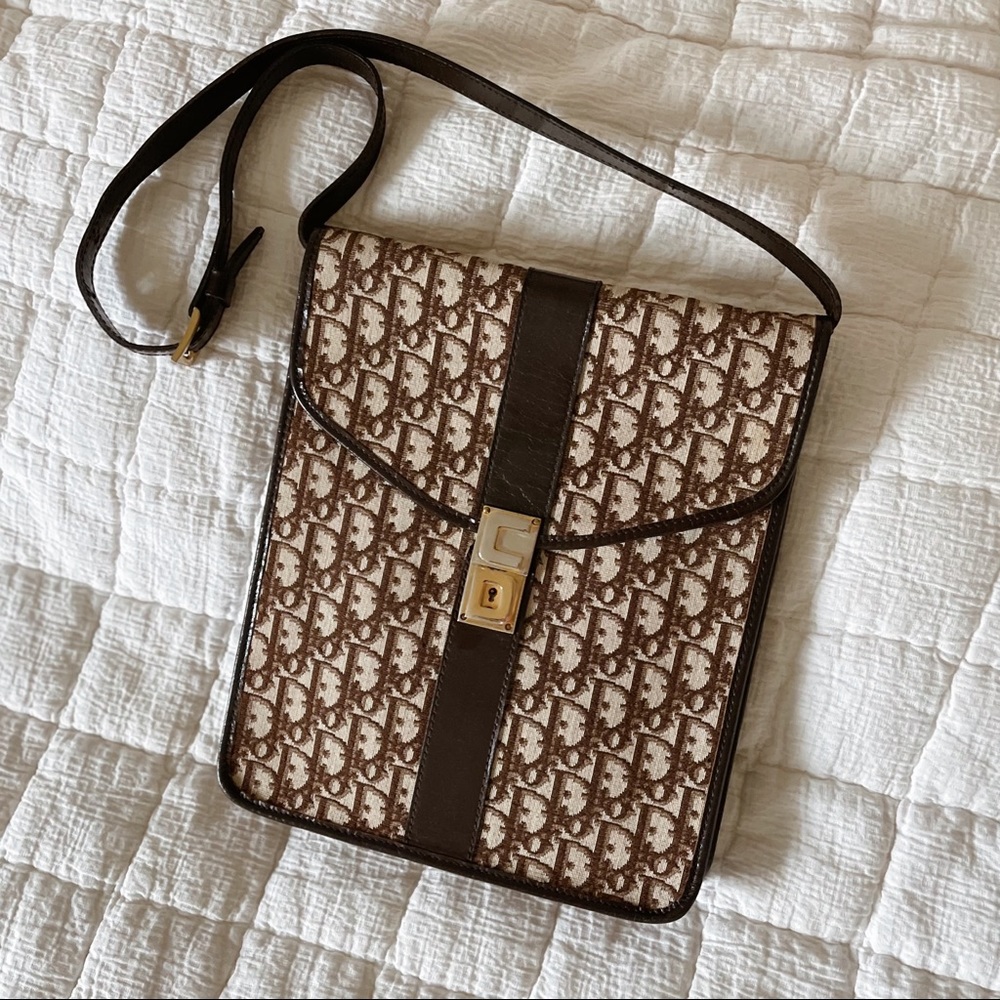 DIOR Oblique Monogram Canvas Shoulder Bag in brown